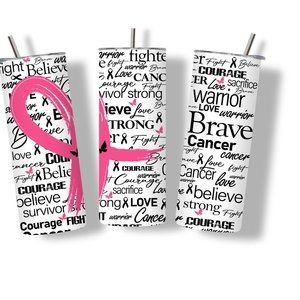 Breast Cancer Awareness White 20 oz Skinny Tumbler Stainless Steel